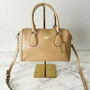 Coach Designer Tan Bennett Crossgrain Leather Crossbody Purse Handbag